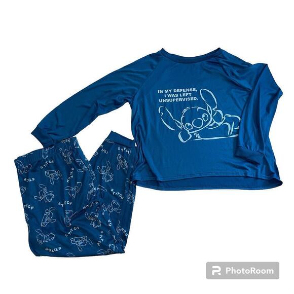 Disney Lilo & Stitch two piece soft blue pajamas sleepwear set Size 2X (18-20) - Picture 1 of 13